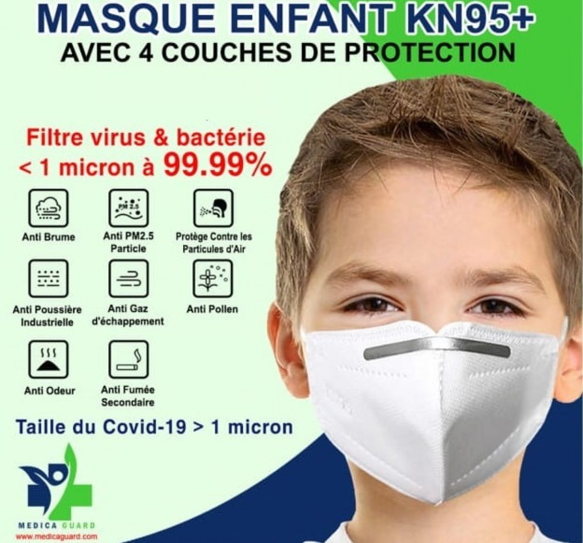 Masque FFP2 KN95 pour enfants - Lot de 10